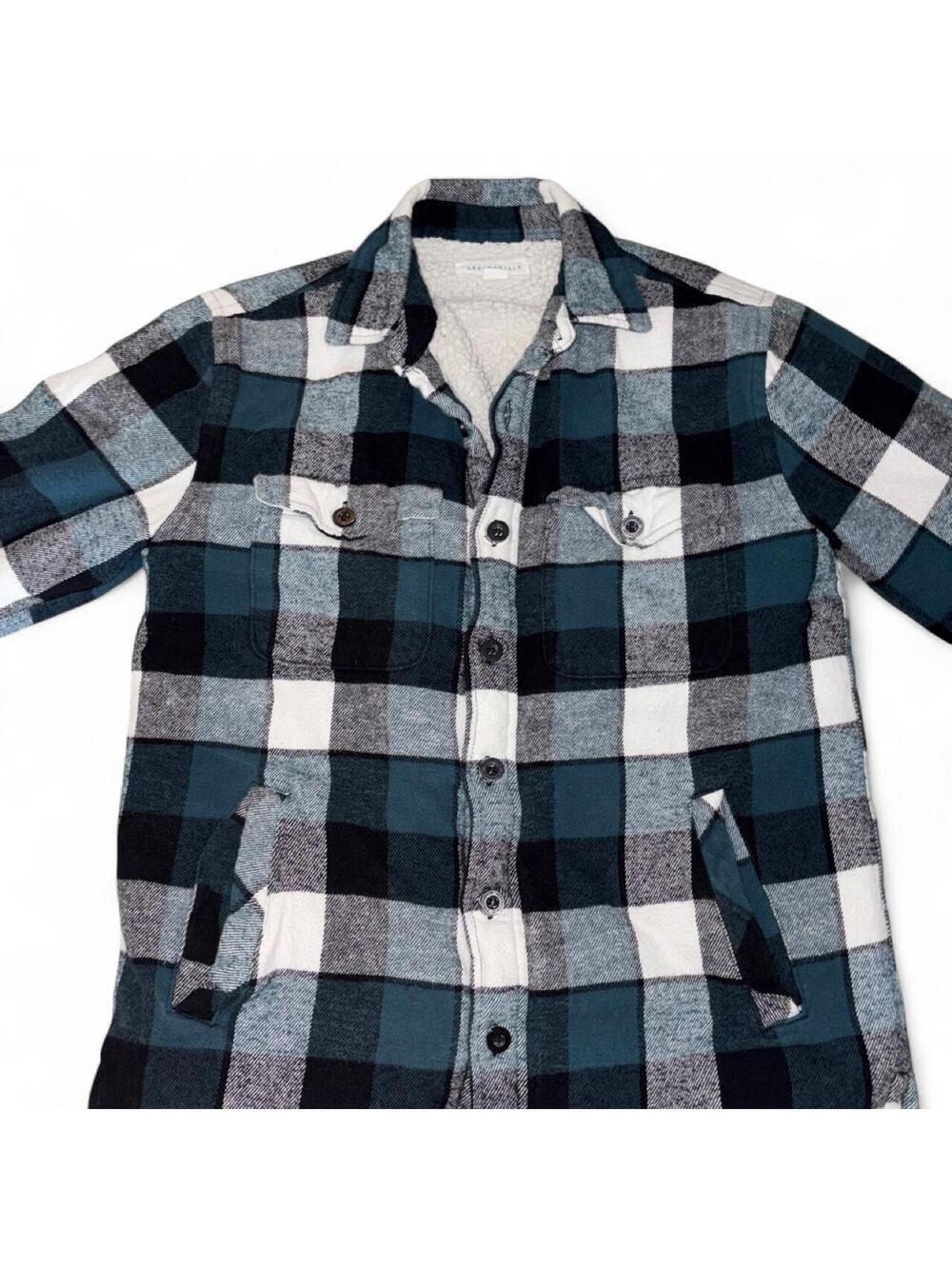 Aéropostale Men's Small Blue Multi Flannel Bomber Jacket Cotton Polyester